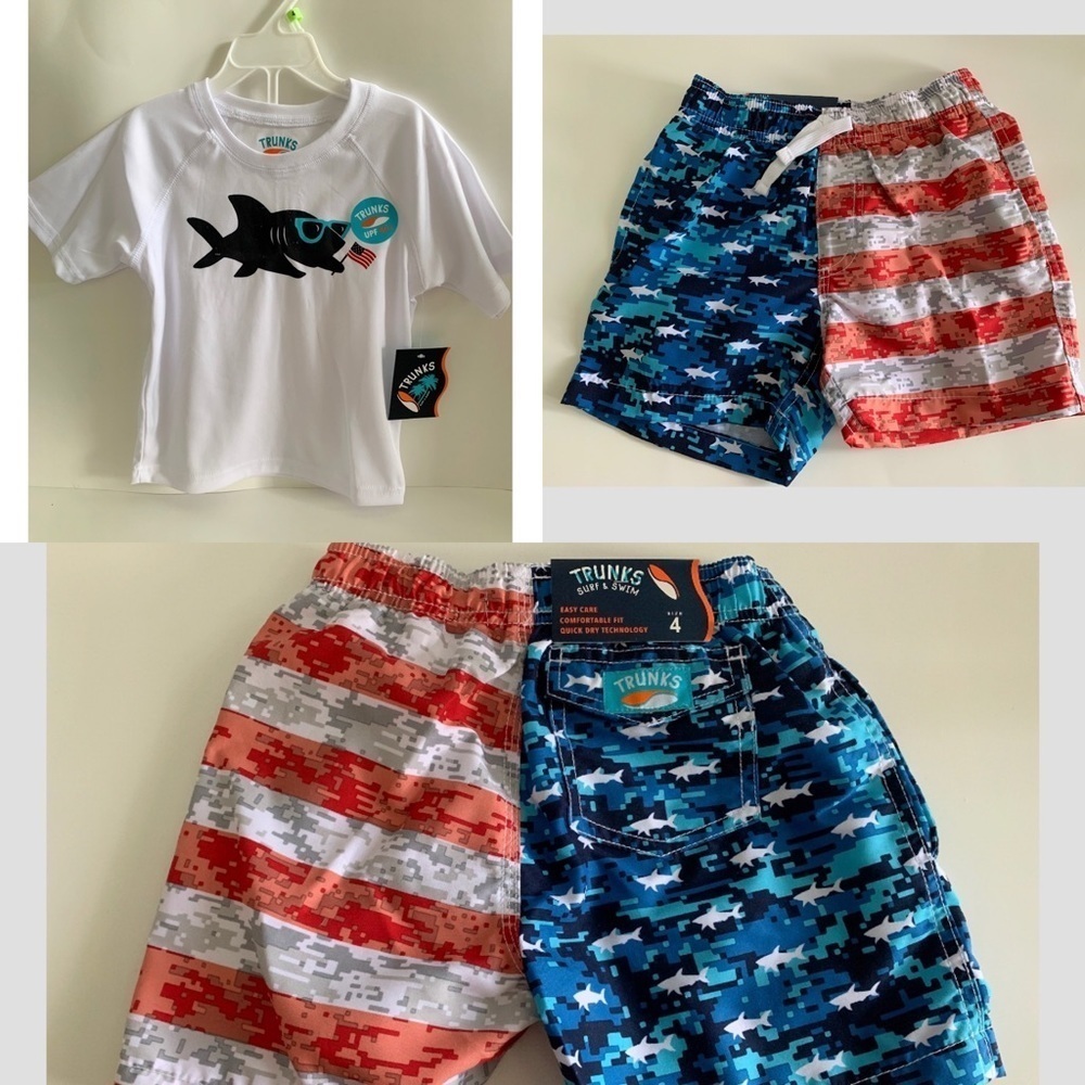 Boys Trunks America Flag Swim 02 Pieces